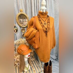 Sold on eBay-Caramel Brown Sweater Dress with Matching Tote and Hat